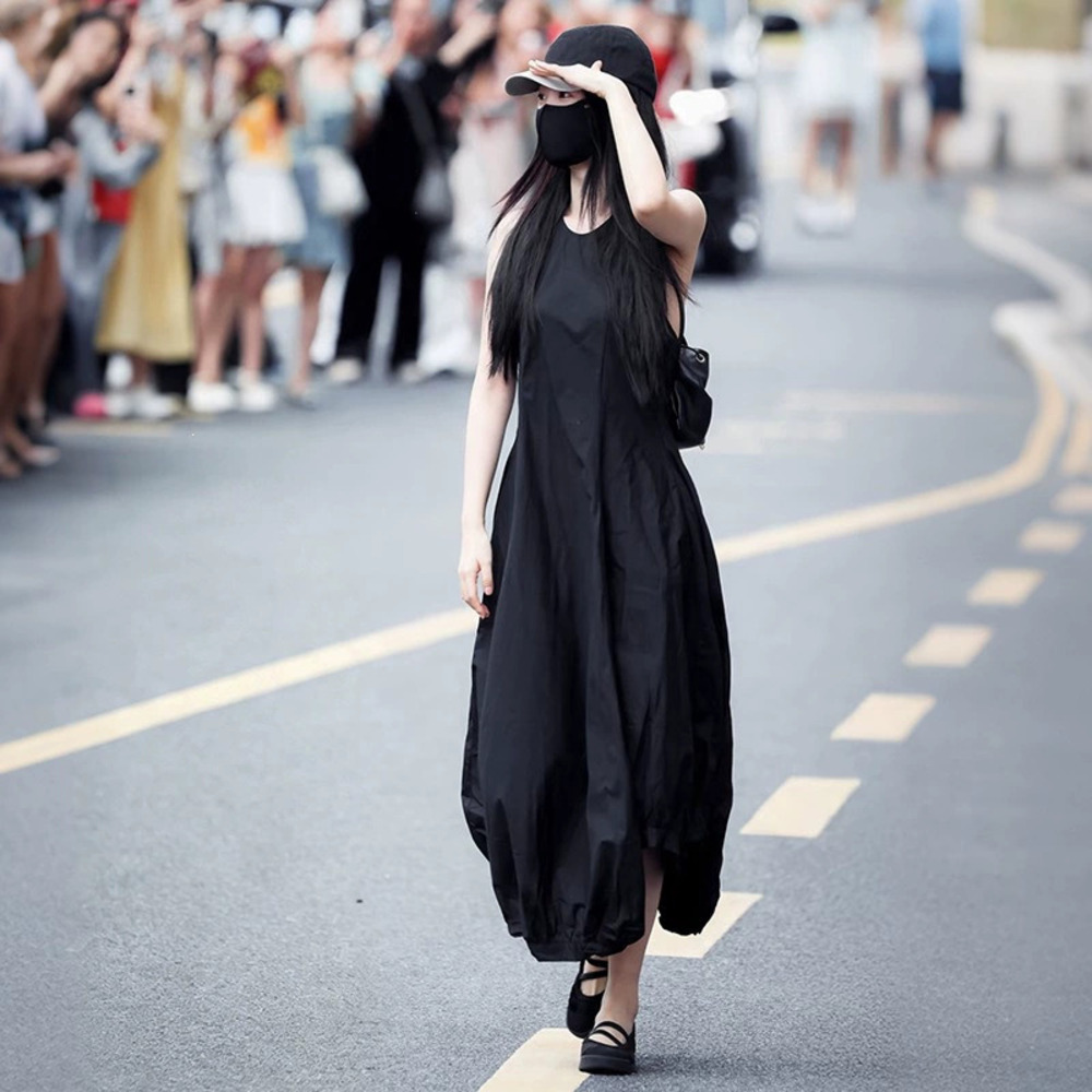 ZARA Autumn Cozy Solid Color Loose Flared Balloon Long Dress